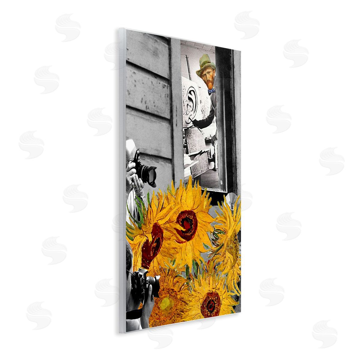 Barry Kite Classic Van Gogh Sunflowers & Paparazzi Painting  Wall Plaque Art Print