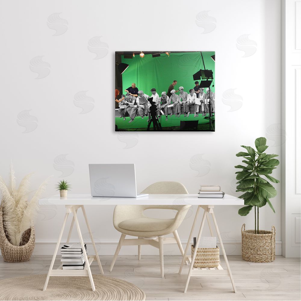 Barry Kite Green Movie Set Vintage Monochrome People  Canvas Wall Art Print in Room