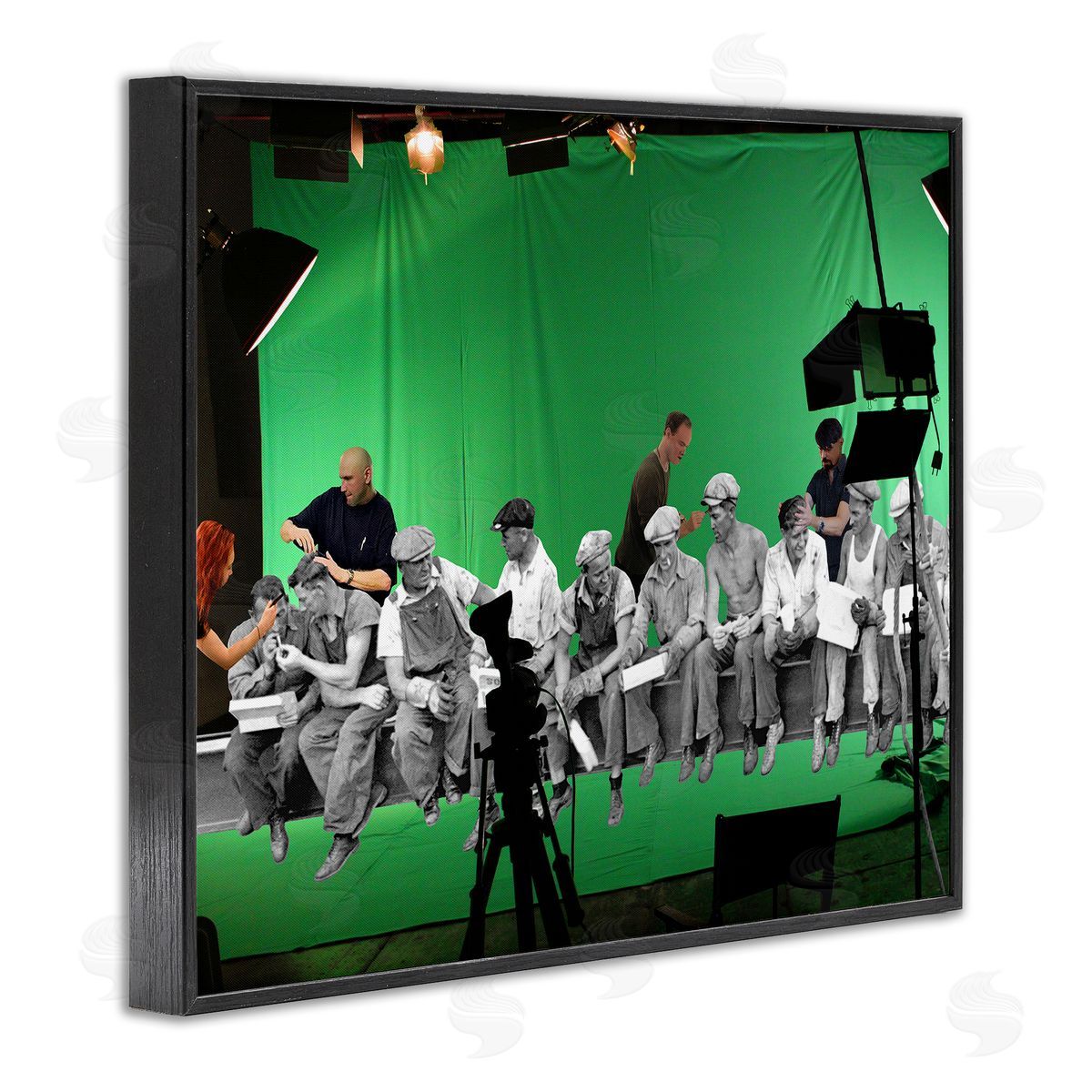 Barry Kite Green Movie Set Vintage Monochrome People  Black Framed Giclee Wall Art Print