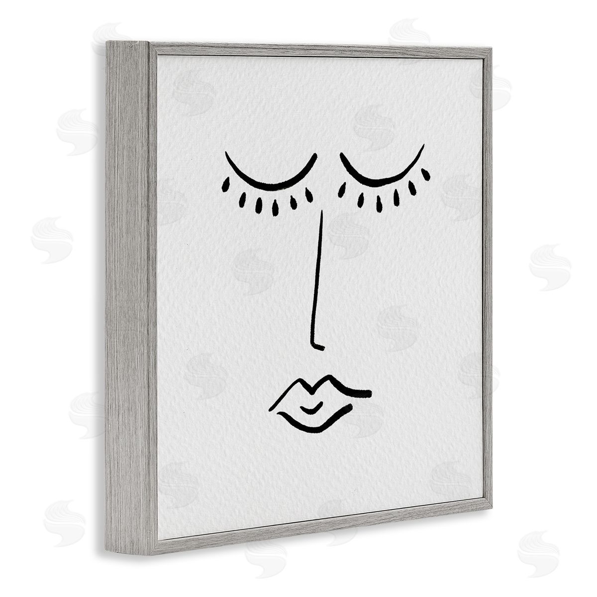 Amy Brinkman Closed Eyes Lips Minimal Face Doodle Style  Gray Framed Glicee Wall Art Print