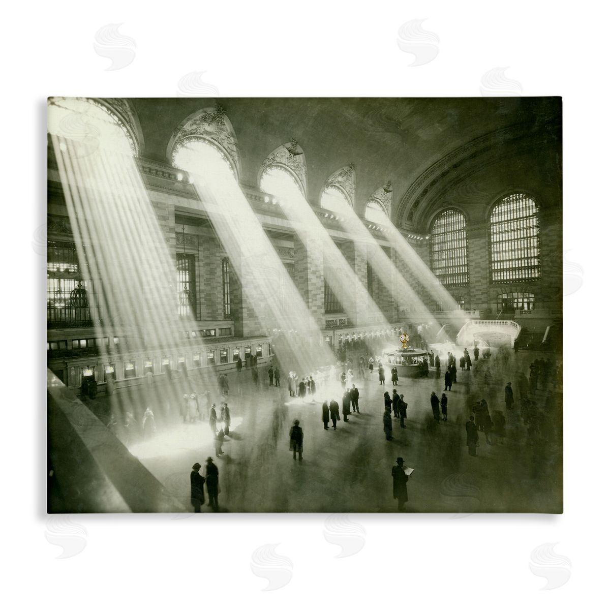 Jadei Graphics Vintage Black & White Photograph Arched Windows Sunlight Stretched Canvas Wall Art Print