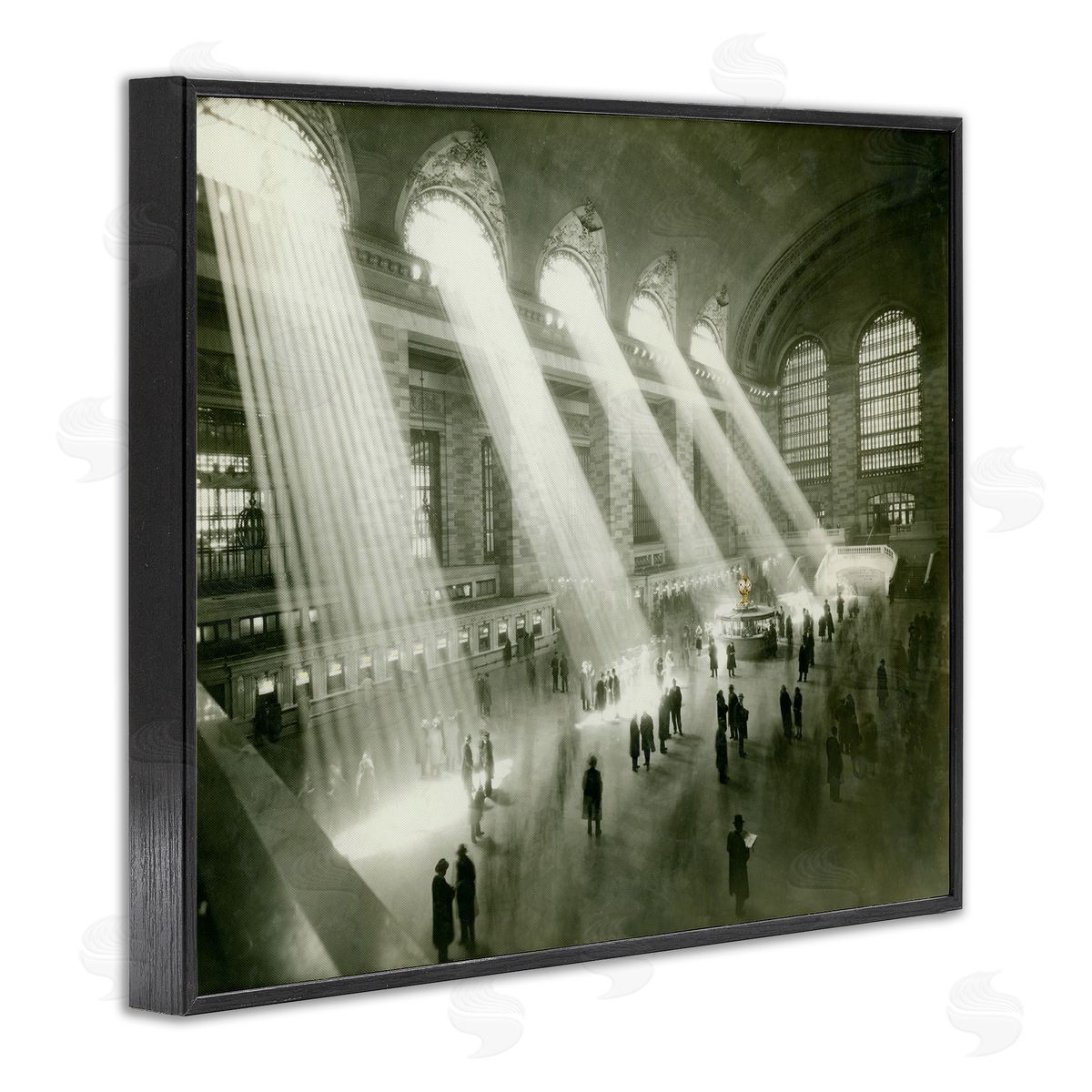 Jadei Graphics Vintage Black & White Photograph Arched Windows Sunlight Black Framed Giclee Wall Art Print