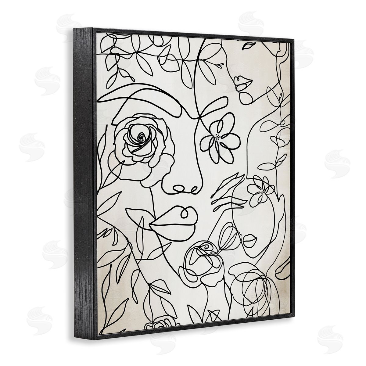 Ros Ruseva Minimal Line Drawing Floral Blossoms Botanical People Faces  Black Framed Giclee Wall Art Print
