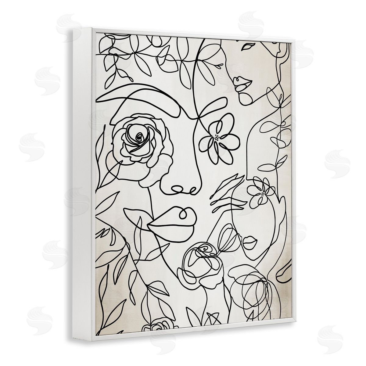 Ros Ruseva Minimal Line Drawing Floral Blossoms Botanical People Faces  White Framed Giclee Wall Art Print