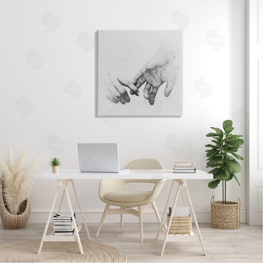 Ros Ruseva Classic Monochrome Gentle Holding Hands Couple Design Canvas Wall Art in Room