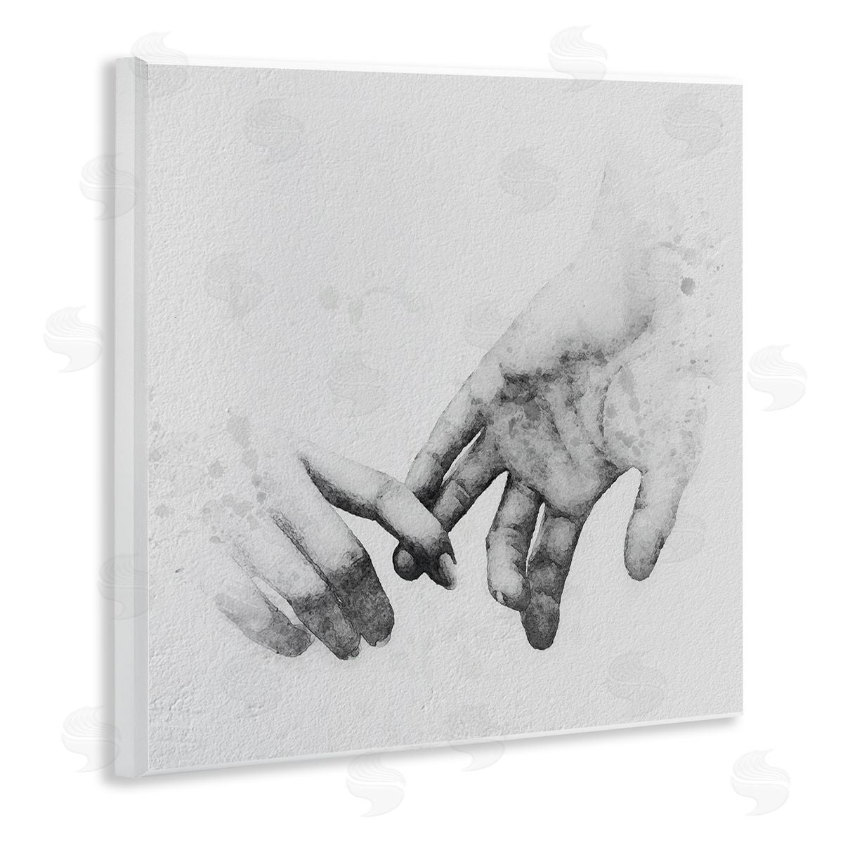 Ros Ruseva Classic Monochrome Gentle Holding Hands Couple Design Wooden Wall Plaque Art Print