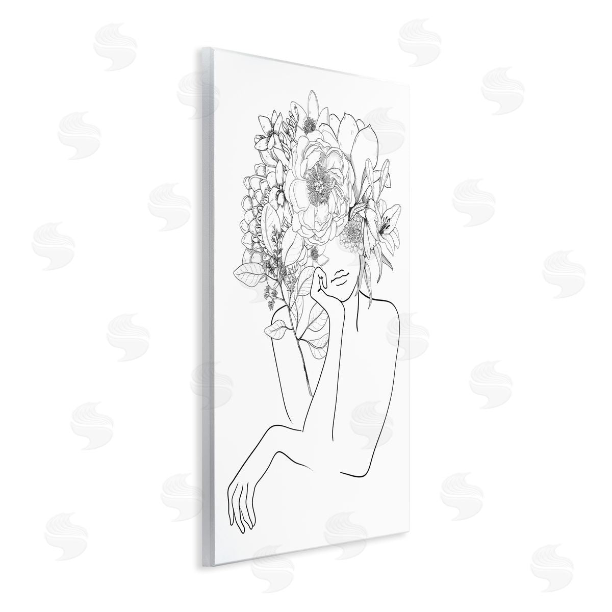 Ros Ruseva Person Resting Head Hand Flower Blossom Arrangement  Wall Plaque Art Print