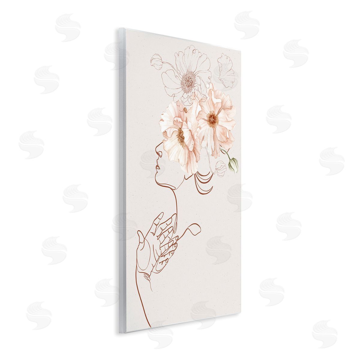Ros Ruseva Simple Pink Botanical Pattern Bouquet Person Outline  Wall Plaque Art Print