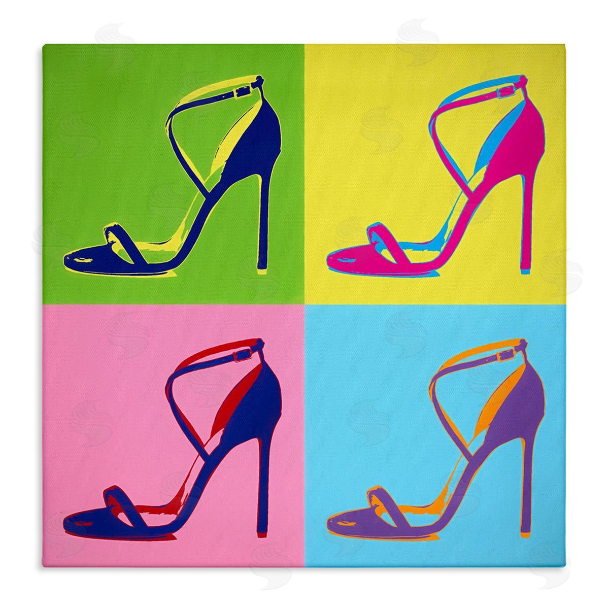 Daniel Sproul Pop Style High Heel Shoe Vivid Square Blocks  Stretched Canvas Wall Art Print