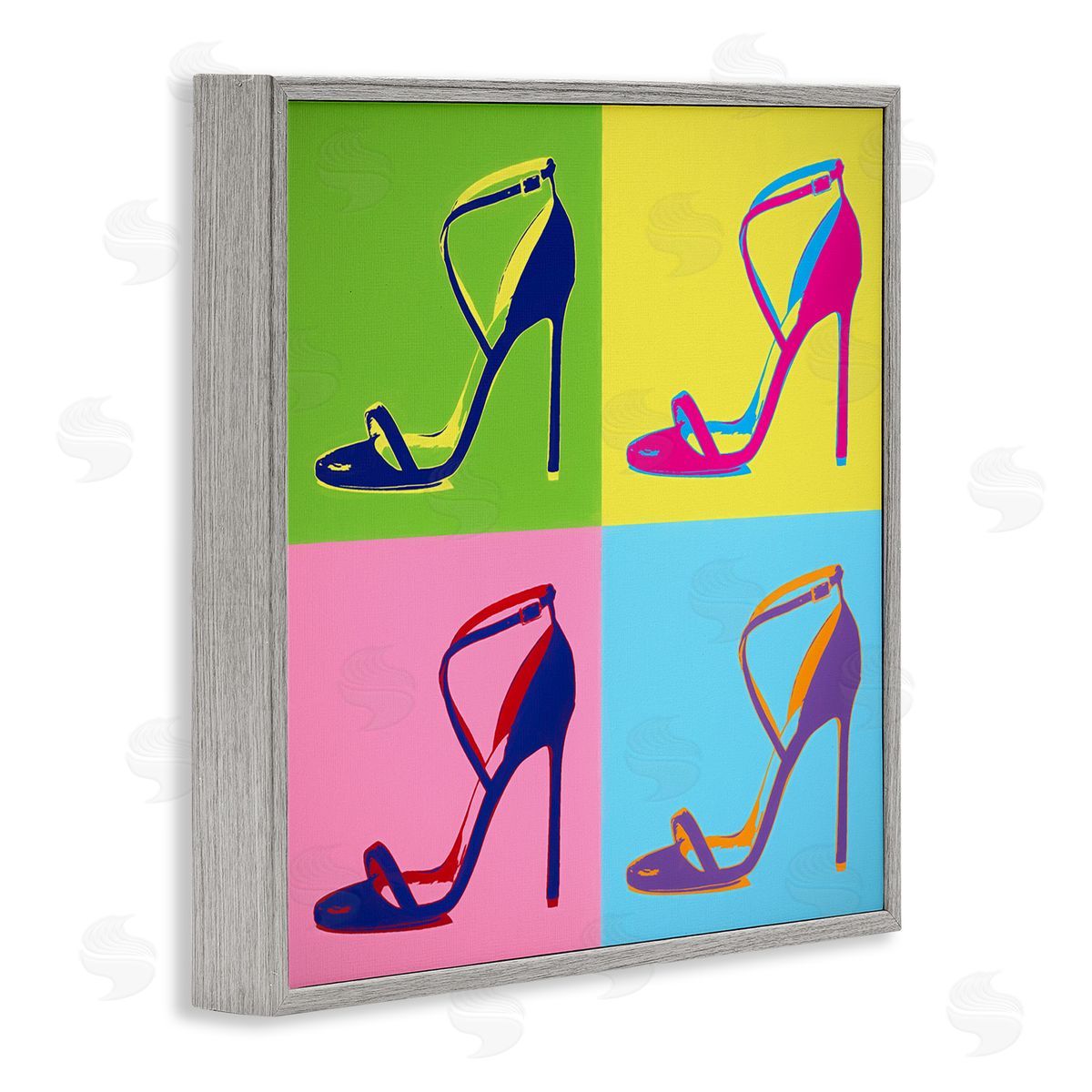 Daniel Sproul Pop Style High Heel Shoe Vivid Square Blocks  Gray Framed Glicee Wall Art Print