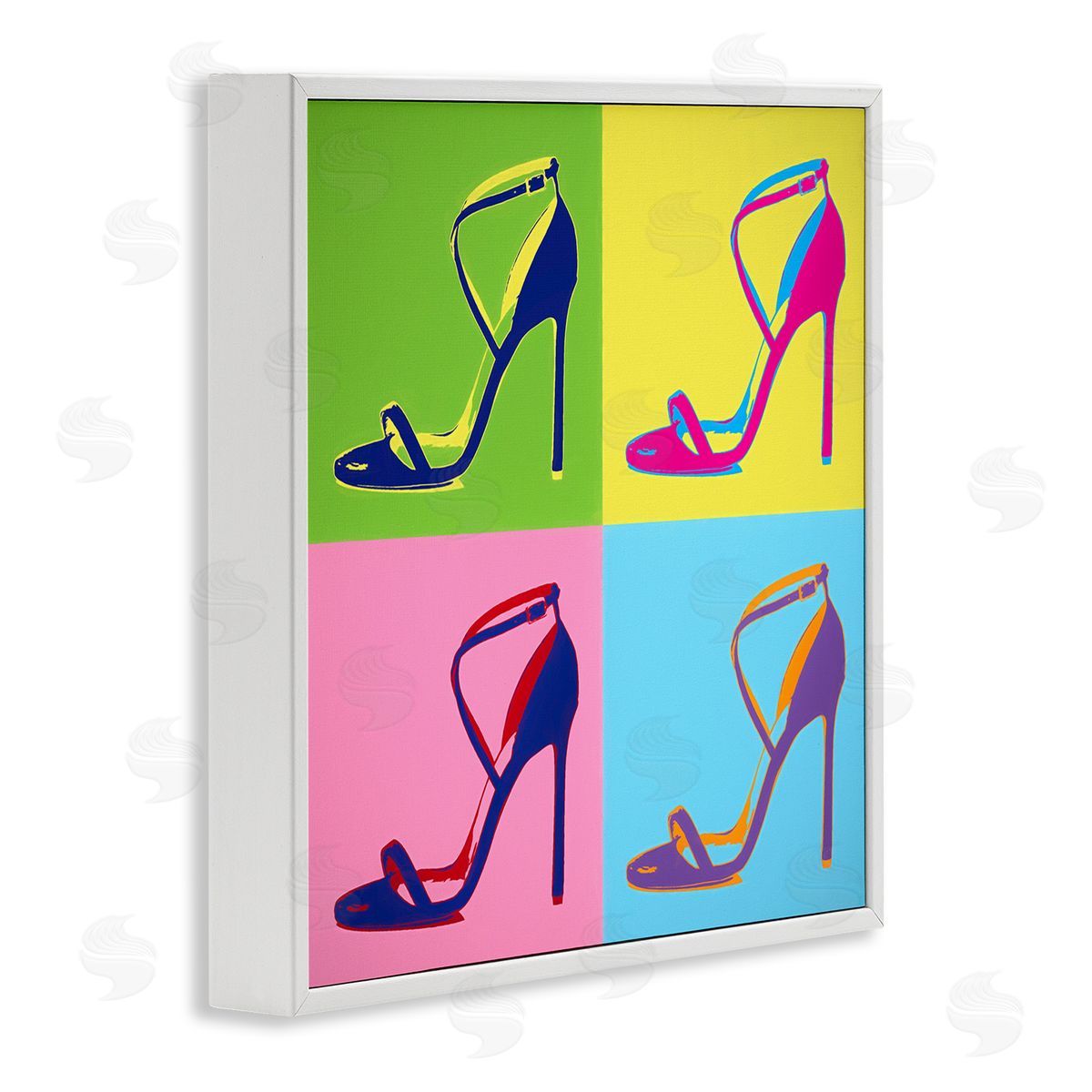 Daniel Sproul Pop Style High Heel Shoe Vivid Square Blocks  White Framed Glicee Wall Art Print