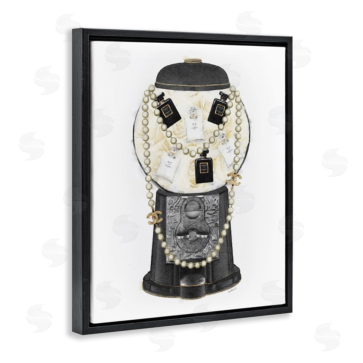 Amanda Greenwood Vintage Gumball Machineer Perfume Necklace Accessories  Black Floating Frame Canvas Wall Art Print