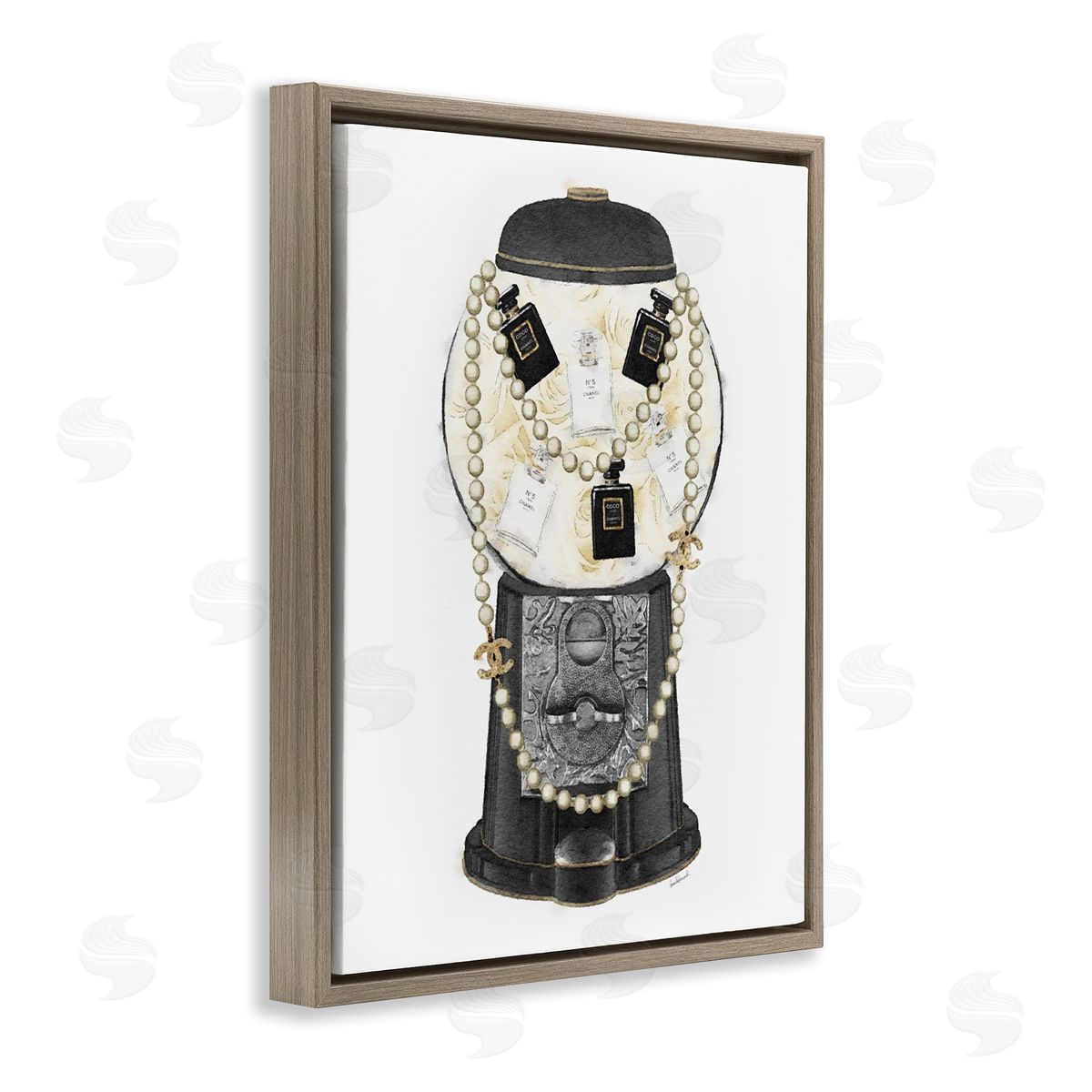 Amanda Greenwood Vintage Gumball Machineer Perfume Necklace Accessories  Brown Floating Frame Canvas Wall Art Print