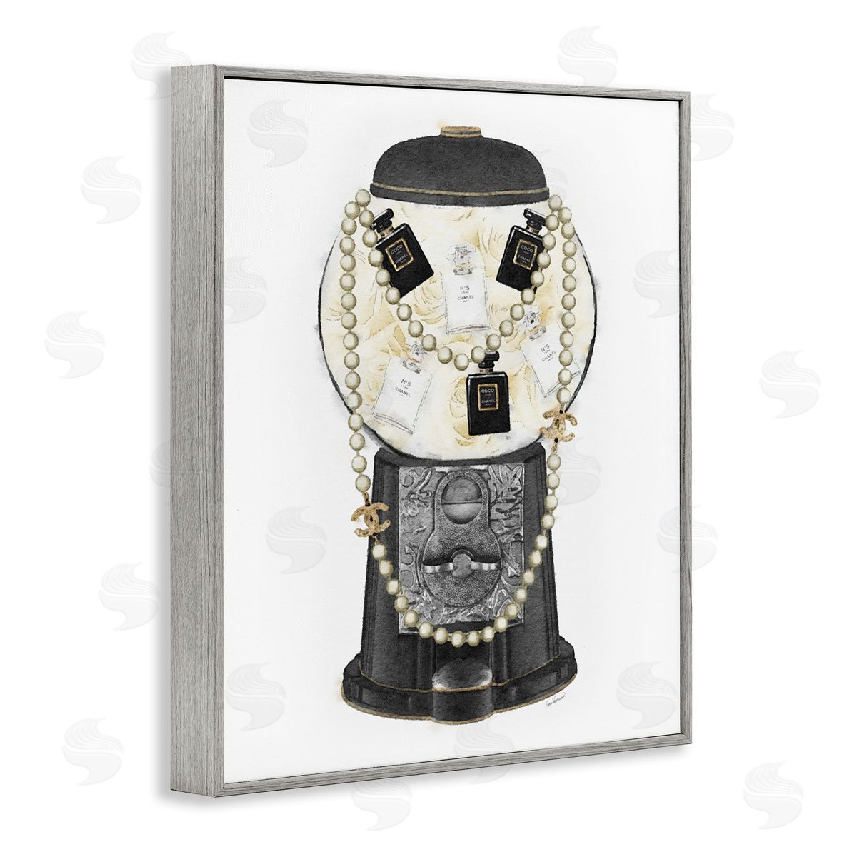 Amanda Greenwood Vintage Gumball Machineer Perfume Necklace Accessories  Gray Framed Giclee Wall Art Print