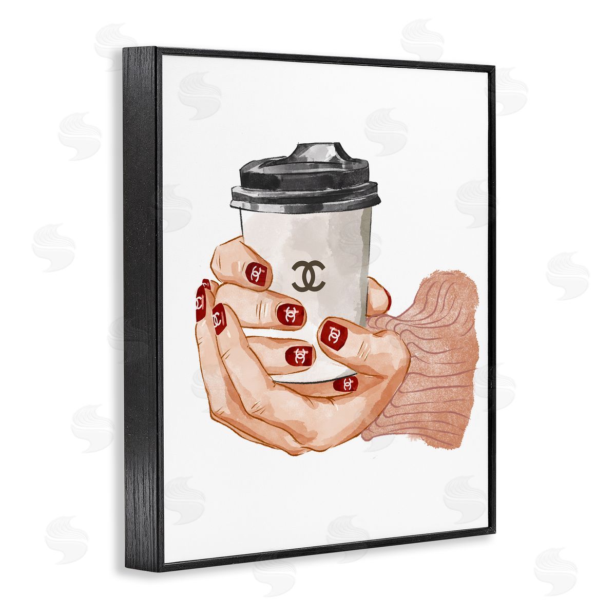 Ziwei Li Hands Holding Coffee Cup Fashion Nail Polish  Black Framed Giclee Wall Art Print