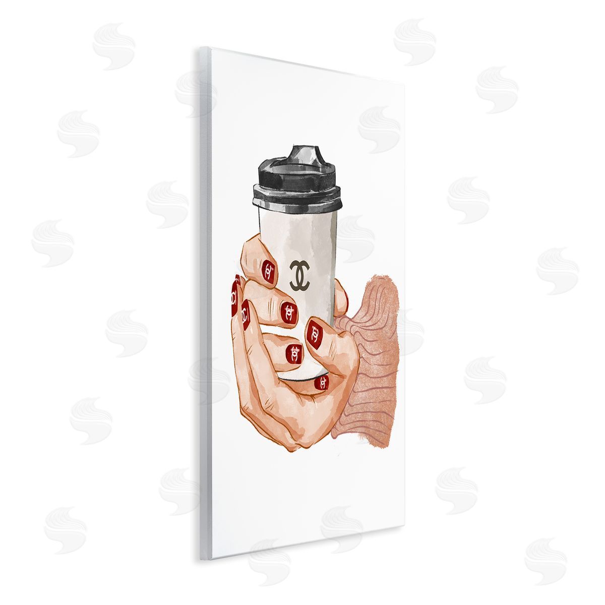 Ziwei Li Hands Holding Coffee Cup Fashion Nail Polish  Wall Plaque Art Print