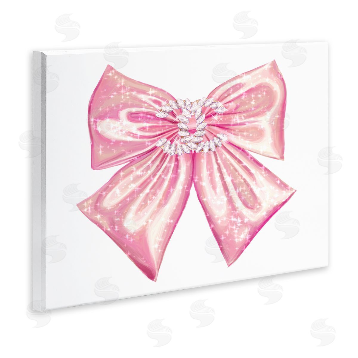 Ziwei Li Glam Diamond Glimmer Pink Fashion Bow  Wall Plaque Art Print