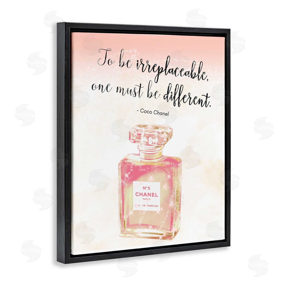 Ziwei Li Being Different Fashioner Quote Shimmer Pink Perfume  Black Floating Frame Canvas Wall Art Print