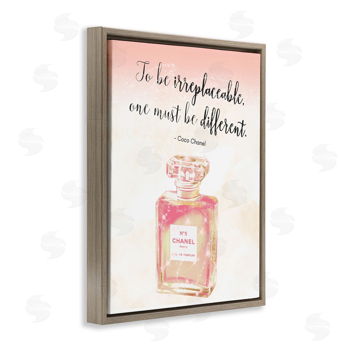 Ziwei Li Being Different Fashioner Quote Shimmer Pink Perfume  Brown Floating Frame Canvas Wall Art Print