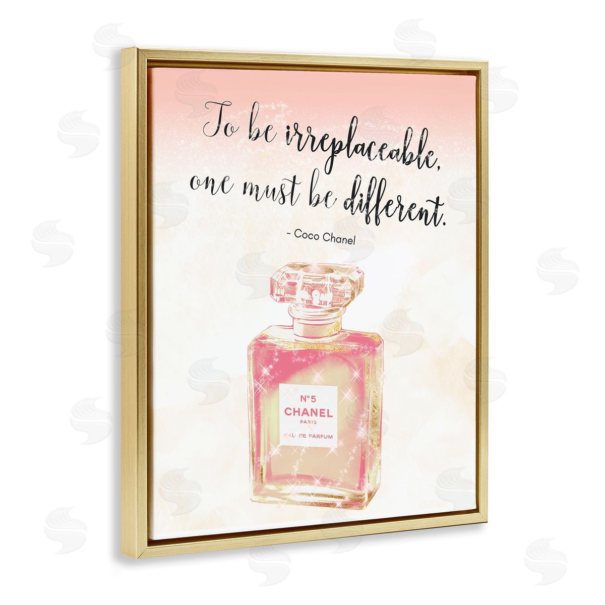 Ziwei Li Being Different Fashioner Quote Shimmer Pink Perfume  Gold Floating Frame Canvas Wall Art Print