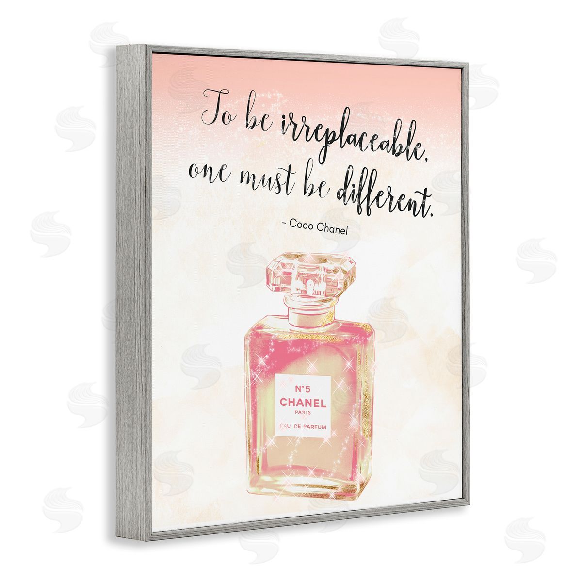 Ziwei Li Being Different Fashioner Quote Shimmer Pink Perfume  Gray Framed Giclee Wall Art Print