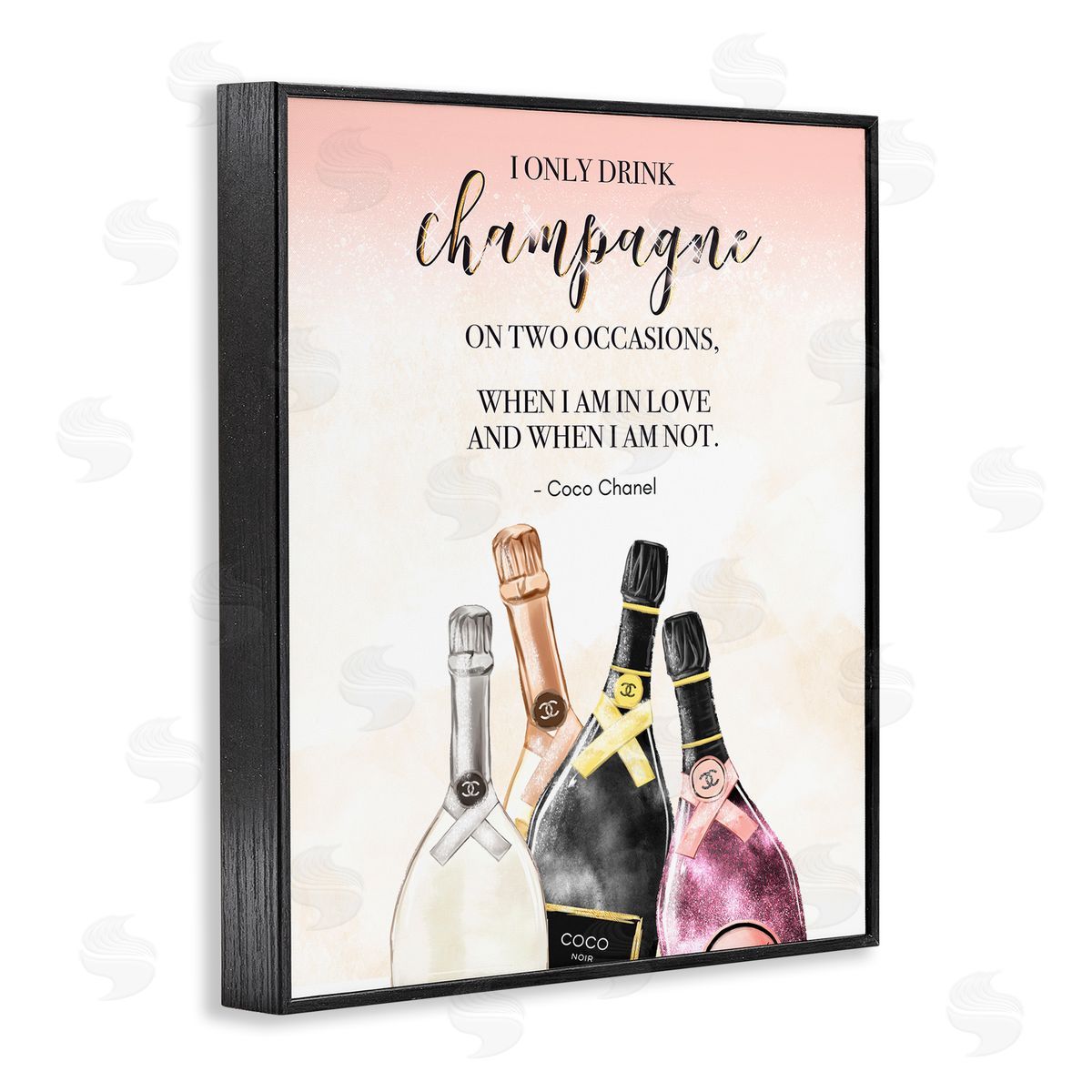 Ziwei Li Champagne and Love Quote Fashioner Glam Text  Black Framed Giclee Wall Art Print