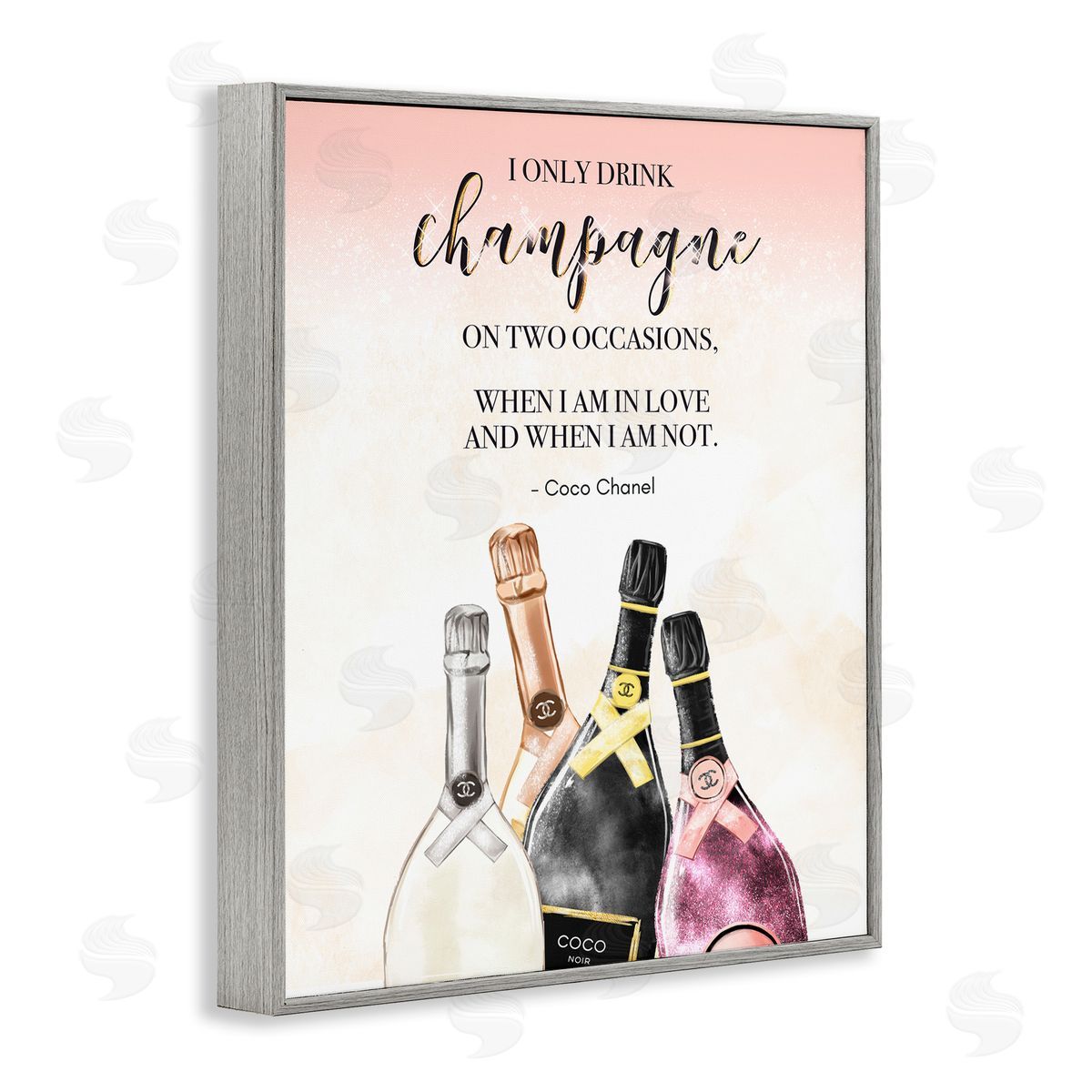 Ziwei Li Champagne and Love Quote Fashioner Glam Text  Gray Framed Giclee Wall Art Print