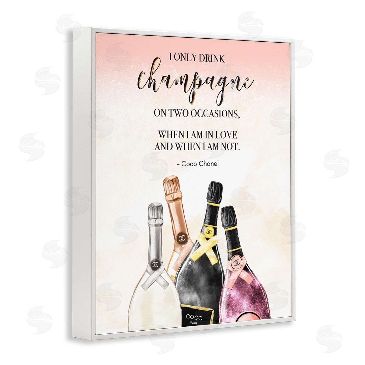 Ziwei Li Champagne and Love Quote Fashioner Glam Text  White Framed Giclee Wall Art Print
