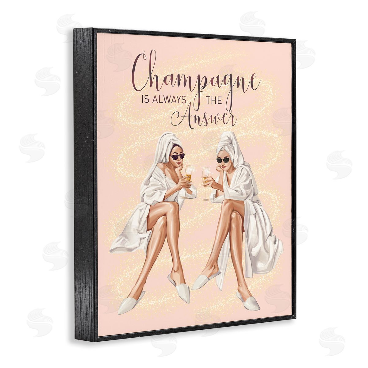 Ziwei Li Champagne Typography Quote Pink Glam Robes Cheers Black Framed Giclee Wall Art Print