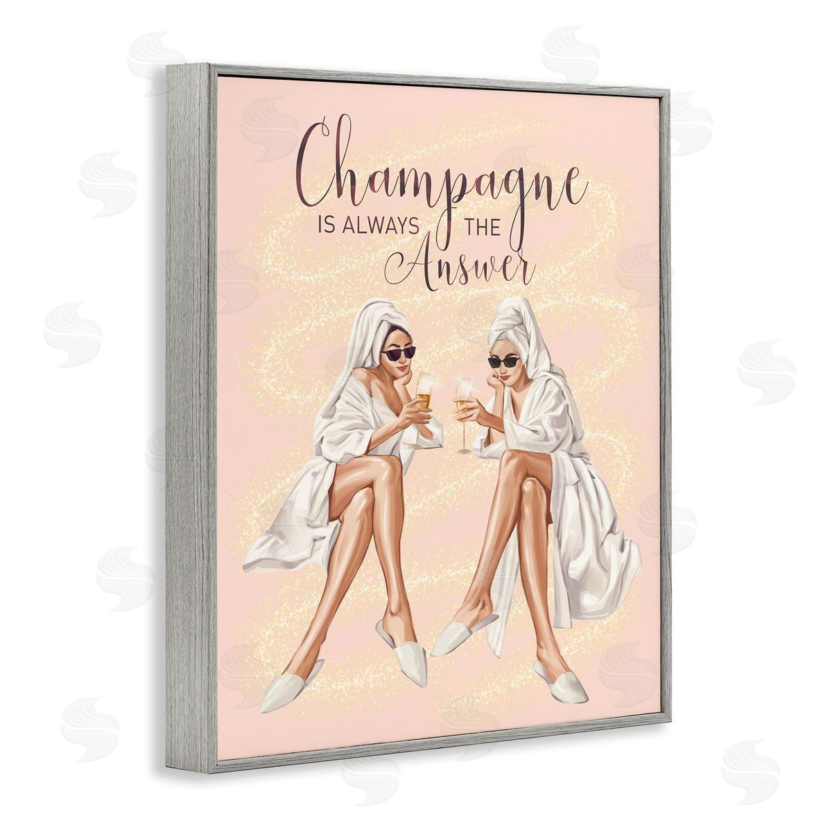 Ziwei Li Champagne Typography Quote Pink Glam Robes Cheers Gray Framed Giclee Wall Art Print