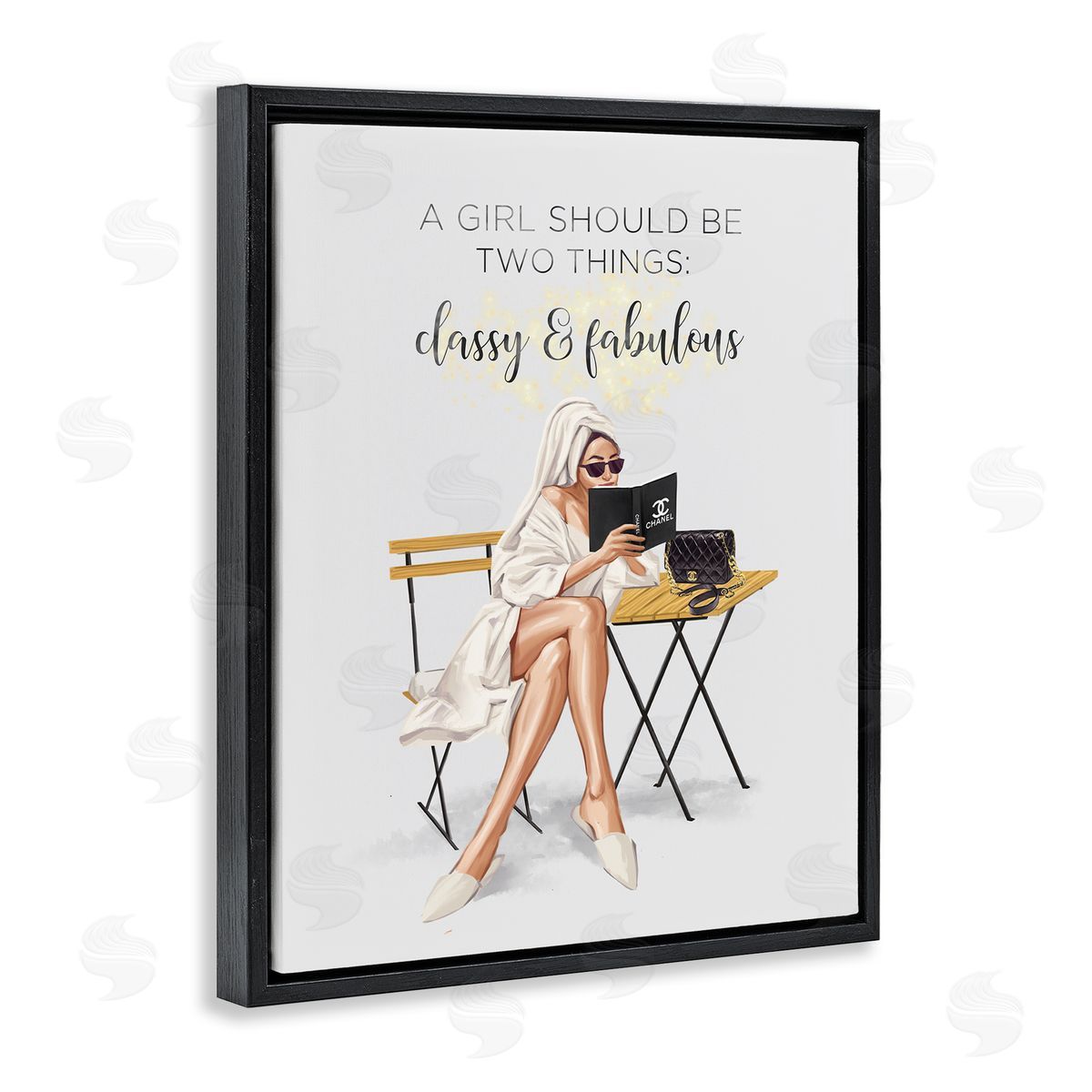 Ziwei Li Classy Fabulous Sayinger Robe Purse Fashion  Black Floating Frame Canvas Wall Art Print