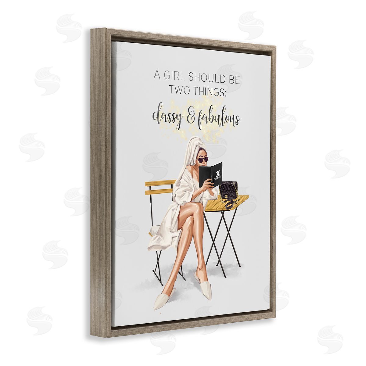 Ziwei Li Classy Fabulous Sayinger Robe Purse Fashion  Brown Floating Frame Canvas Wall Art Print