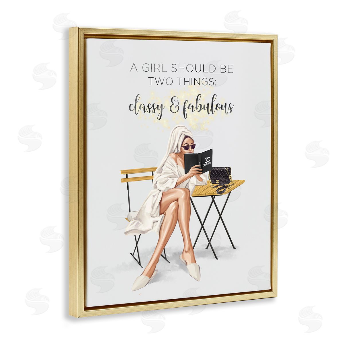 Ziwei Li Classy Fabulous Sayinger Robe Purse Fashion  Gold Floating Frame Canvas Wall Art Print