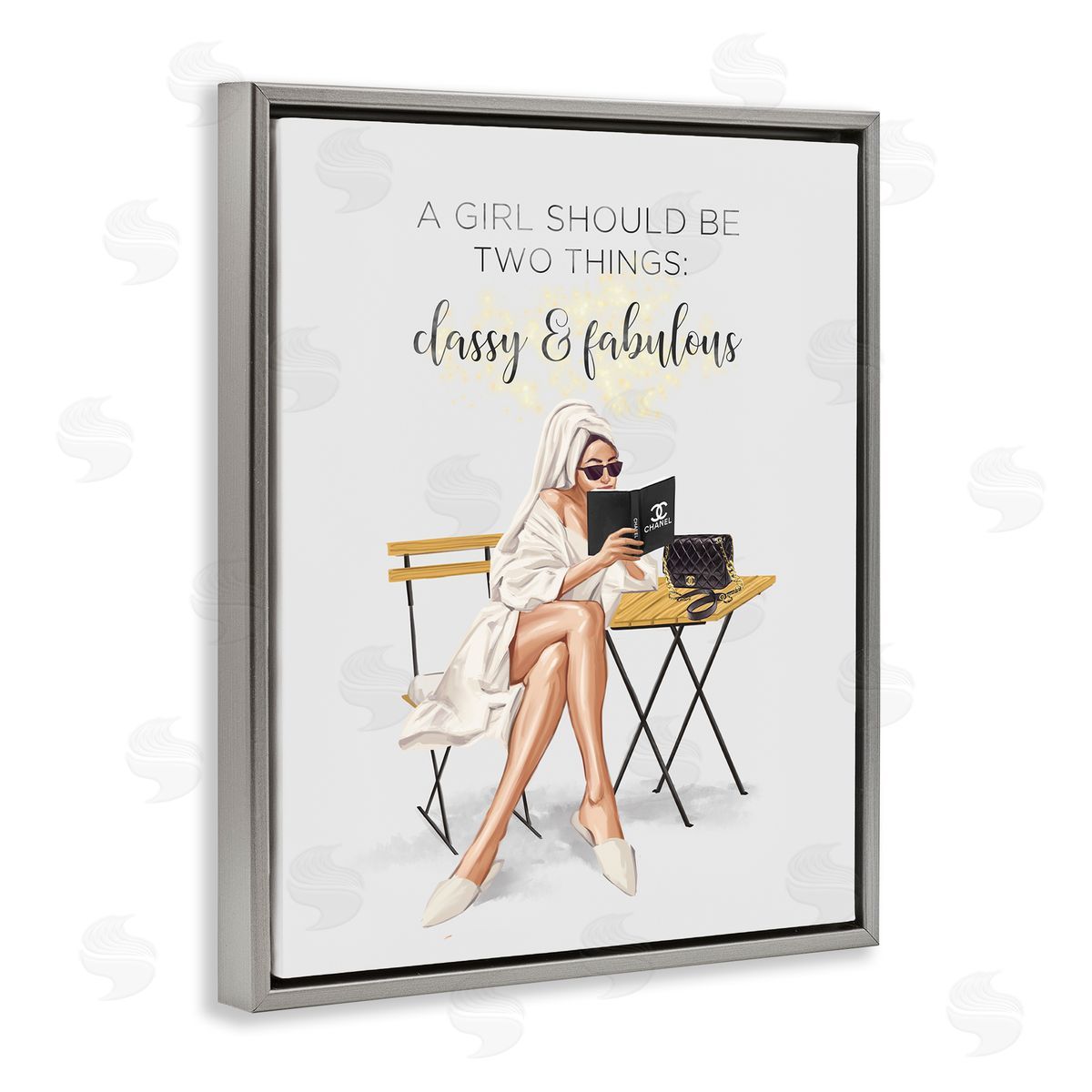 Ziwei Li Classy Fabulous Sayinger Robe Purse Fashion  Gray Floating Frame Canvas Wall Art Print