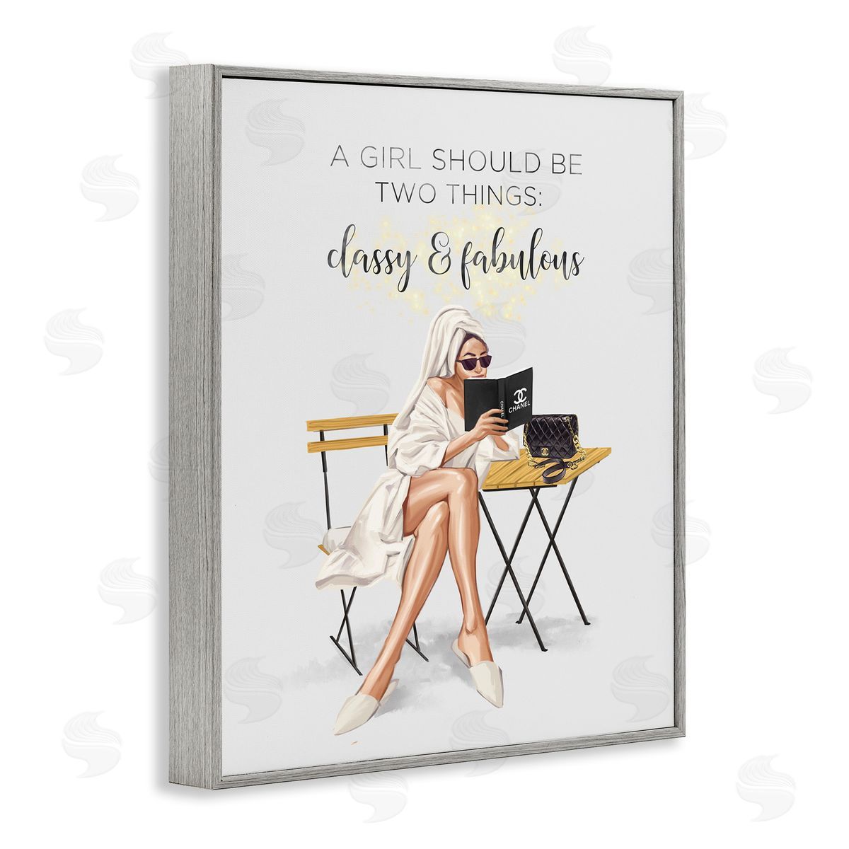 Ziwei Li Classy Fabulous Sayinger Robe Purse Fashion  Gray Framed Giclee Wall Art Print