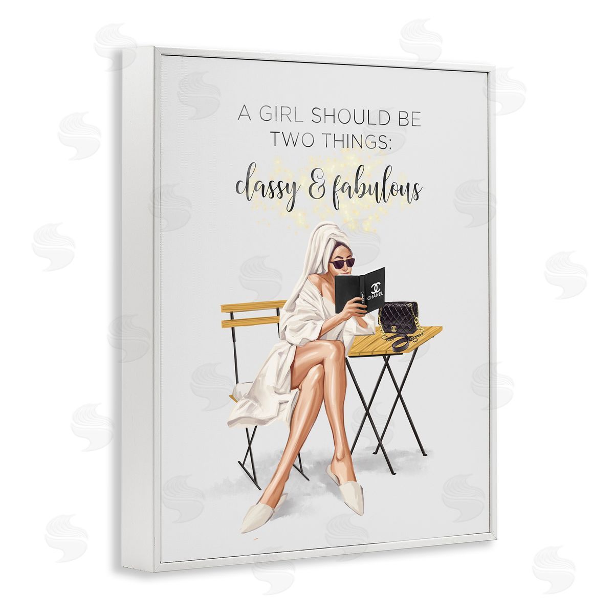 Ziwei Li Classy Fabulous Sayinger Robe Purse Fashion  White Framed Giclee Wall Art Print