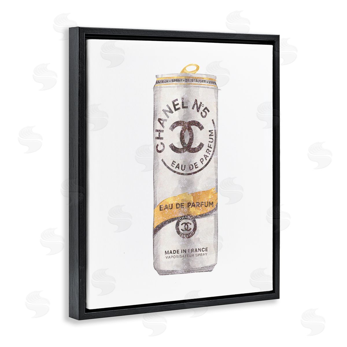 Ziwei Li Fashion Emblem Glam Perfume Beverage Can  Black Floating Frame Canvas Wall Art Print