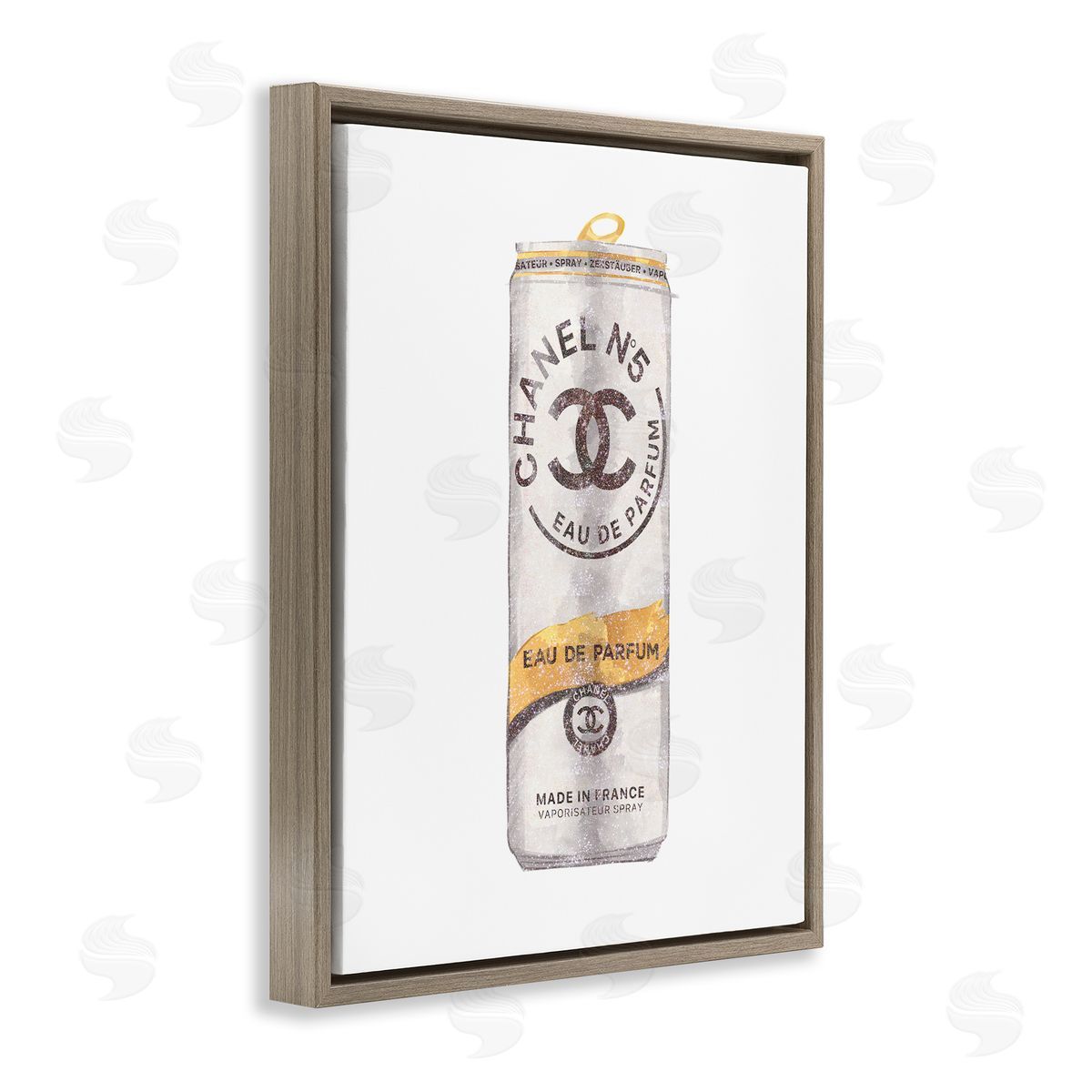 Ziwei Li Fashion Emblem Glam Perfume Beverage Can  Brown Floating Frame Canvas Wall Art Print