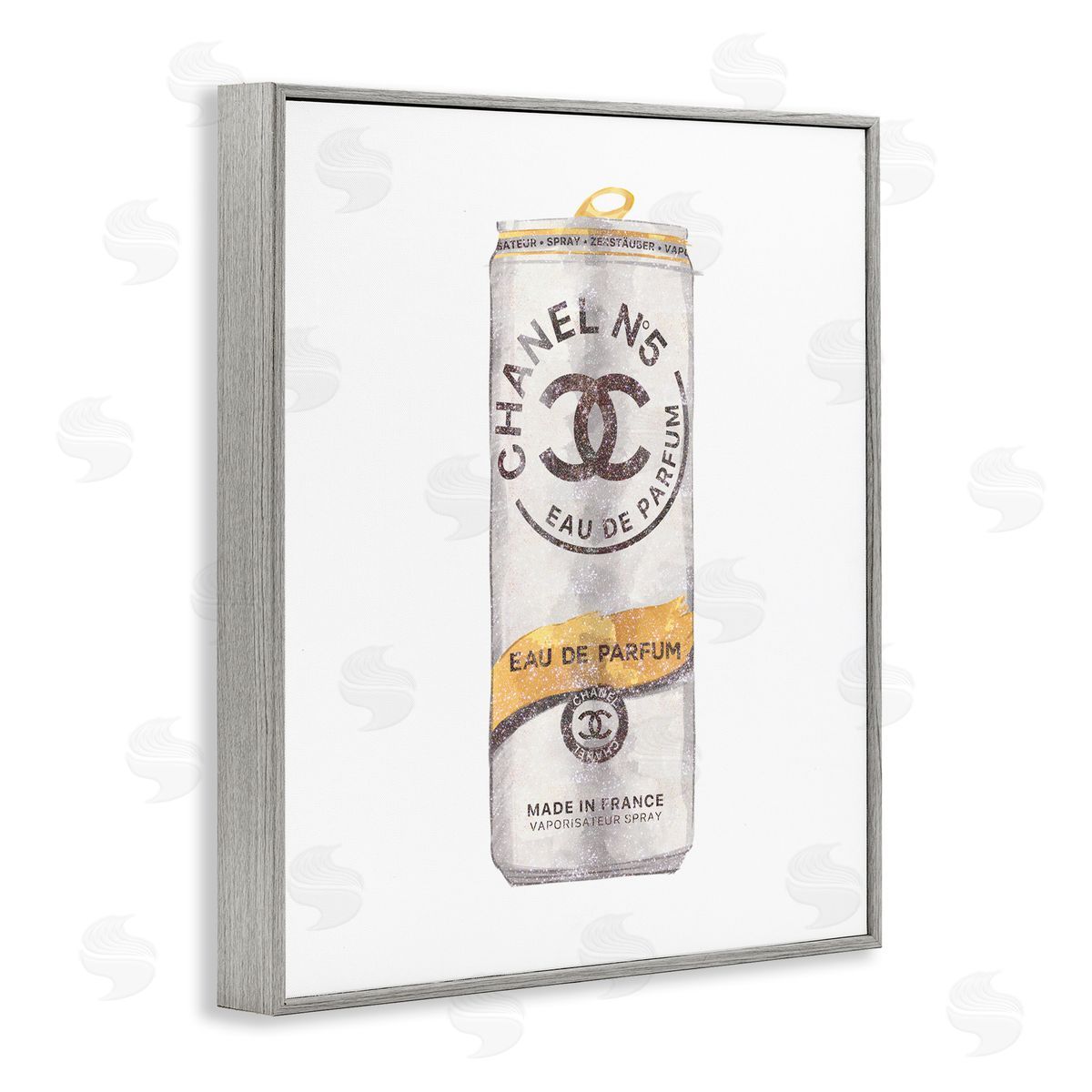 Ziwei Li Fashion Emblem Glam Perfume Beverage Can  Gray Framed Giclee Wall Art Print