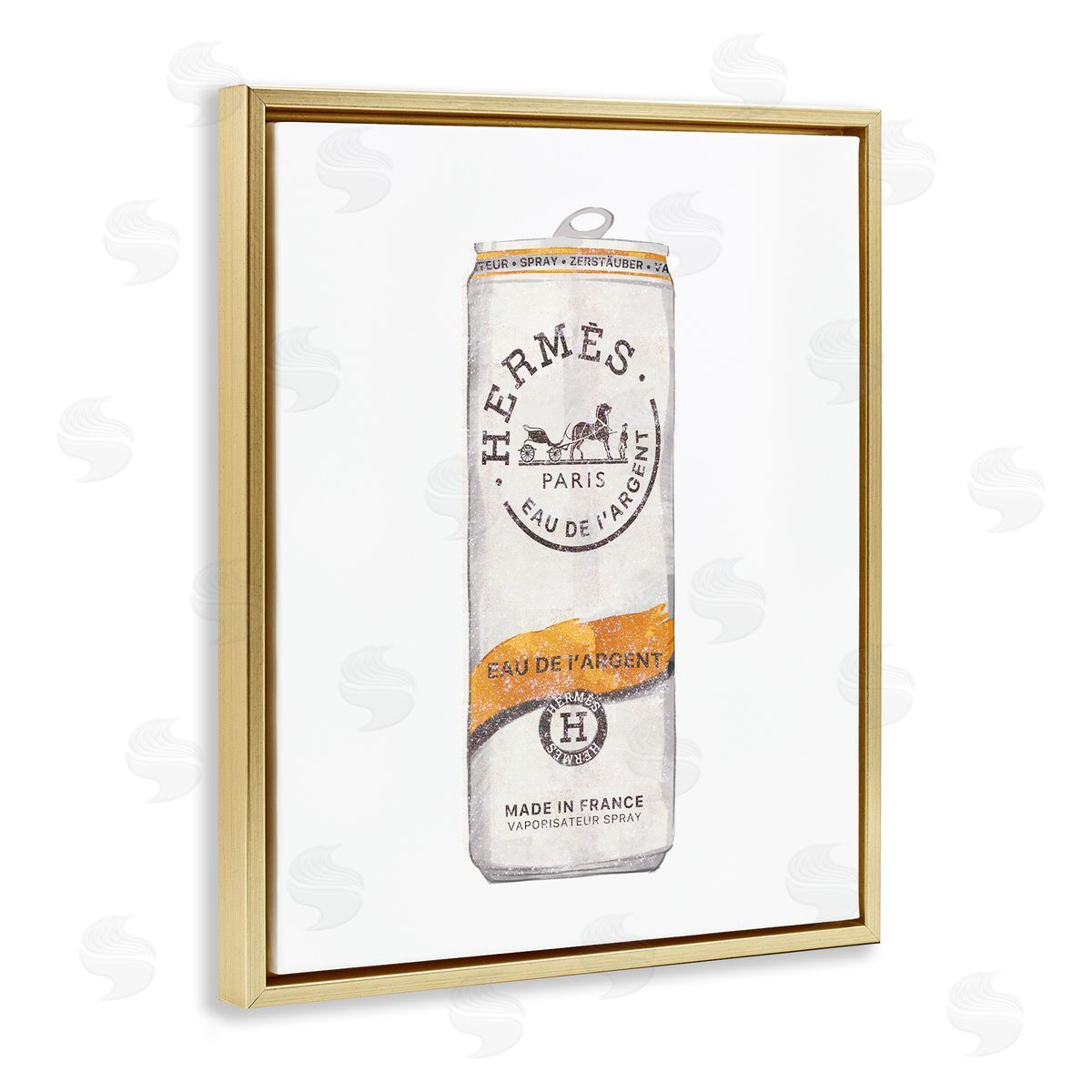 Ziwei Li Fashioner Glam Beverage Can Illustration Gold Floating Frame Canvas Wall Art Print