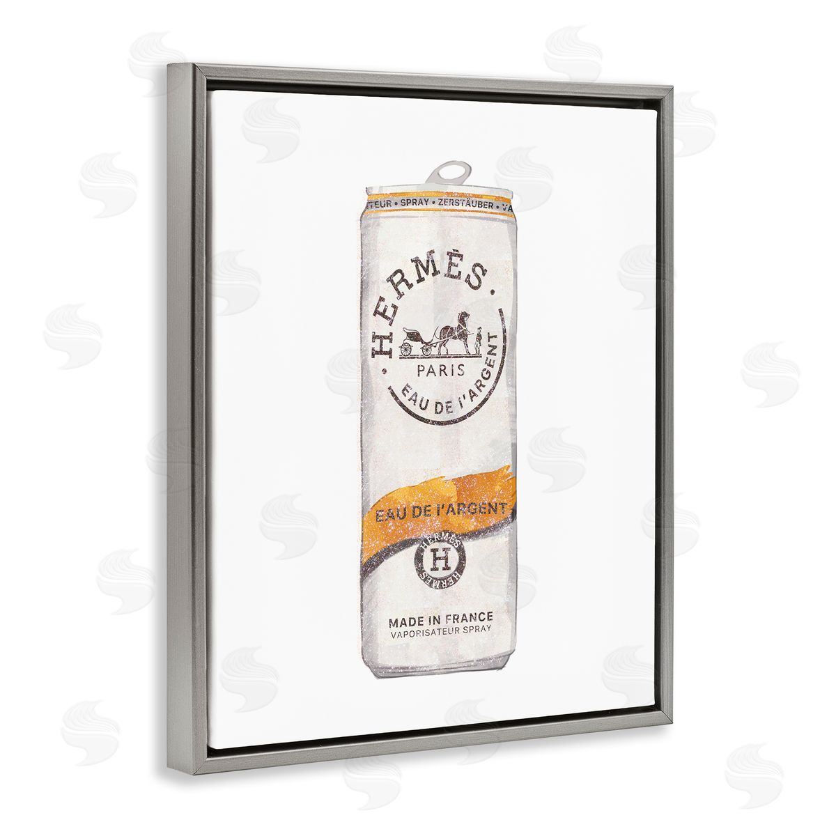 Ziwei Li Fashioner Glam Beverage Can Illustration Gray Floating Frame Canvas Wall Art Print