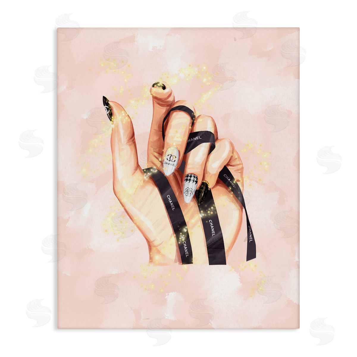 Ziwei Li Glam Nail Polish Hand Fashion Stars Stretched Canvas Wall Art Print