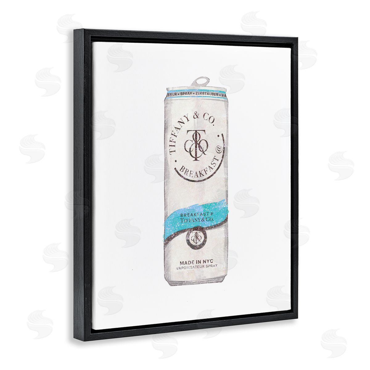 Ziwei Li Blueer Fashion Emblem Beverage Can Illustration Black Floating Frame Canvas Wall Art Print