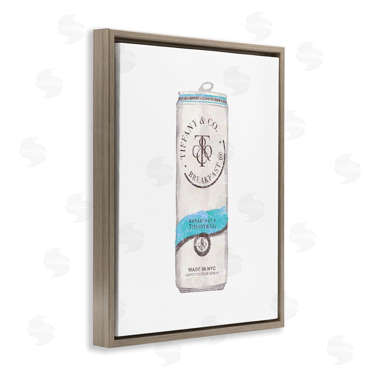 Ziwei Li Blueer Fashion Emblem Beverage Can Illustration Brown Floating Frame Canvas Wall Art Print