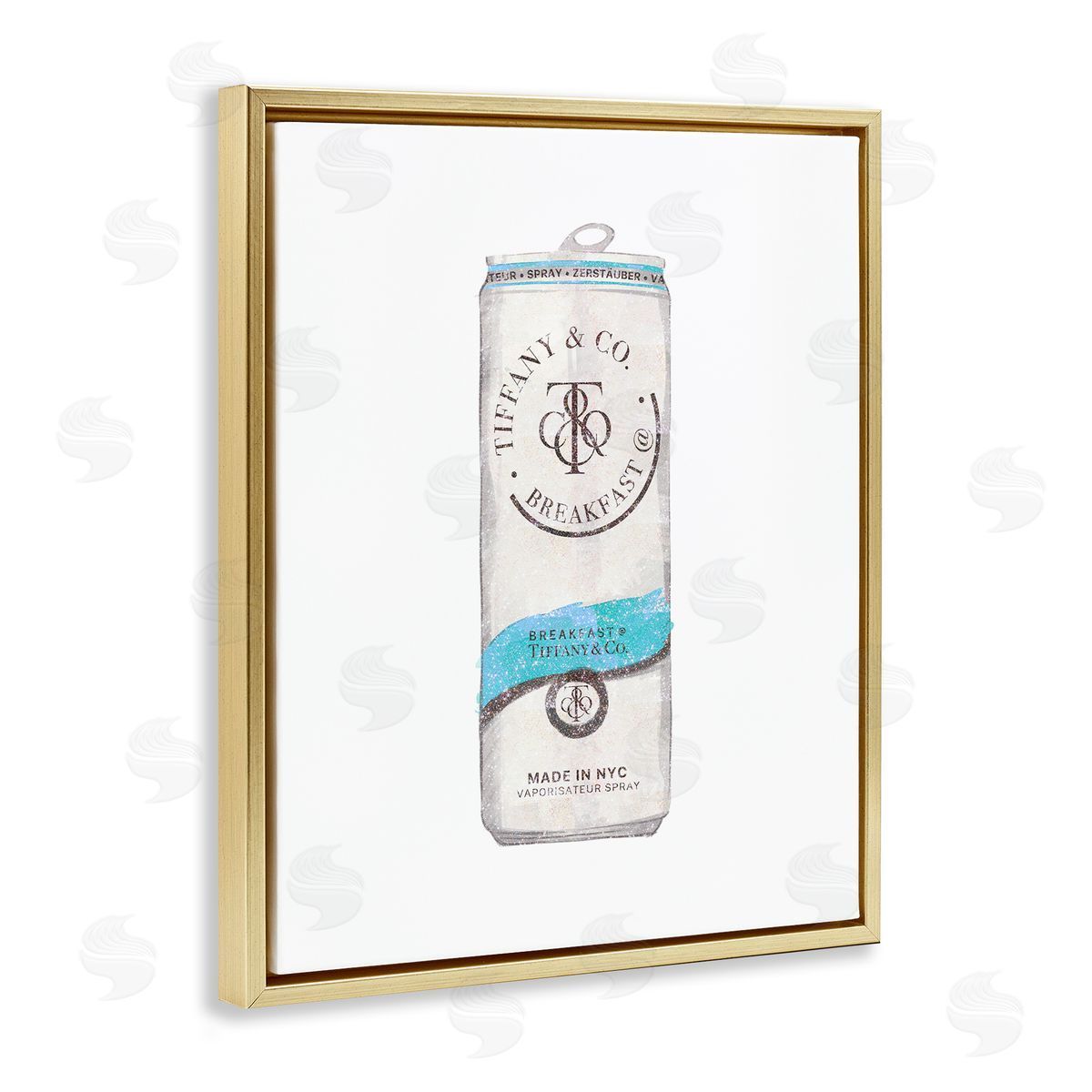 Ziwei Li Blueer Fashion Emblem Beverage Can Illustration Gold Floating Frame Canvas Wall Art Print