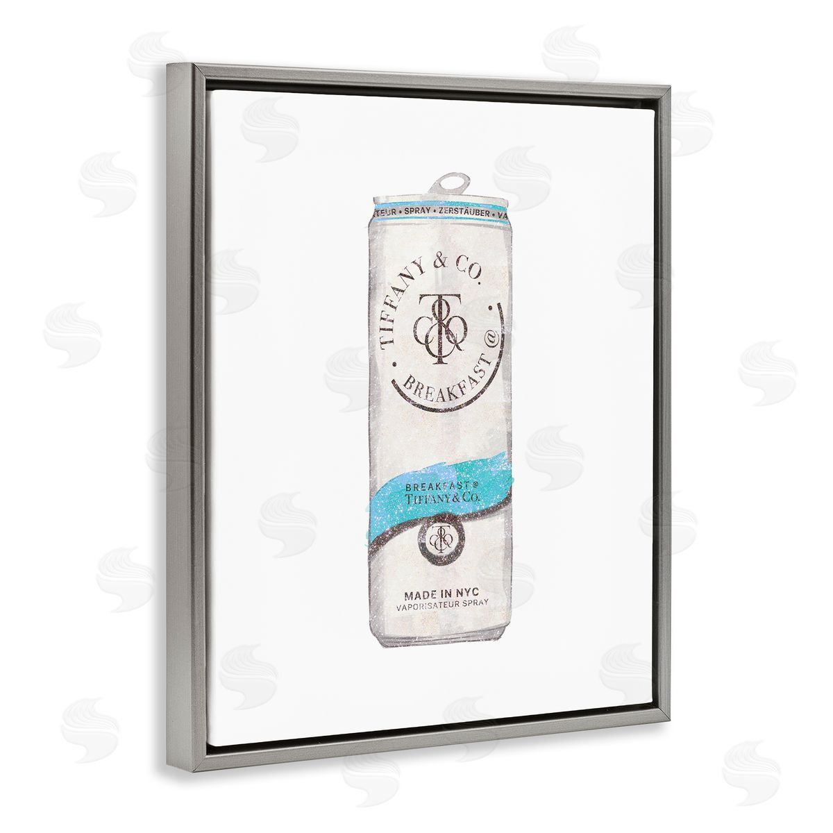 Ziwei Li Blueer Fashion Emblem Beverage Can Illustration Gray Floating Frame Canvas Wall Art Print