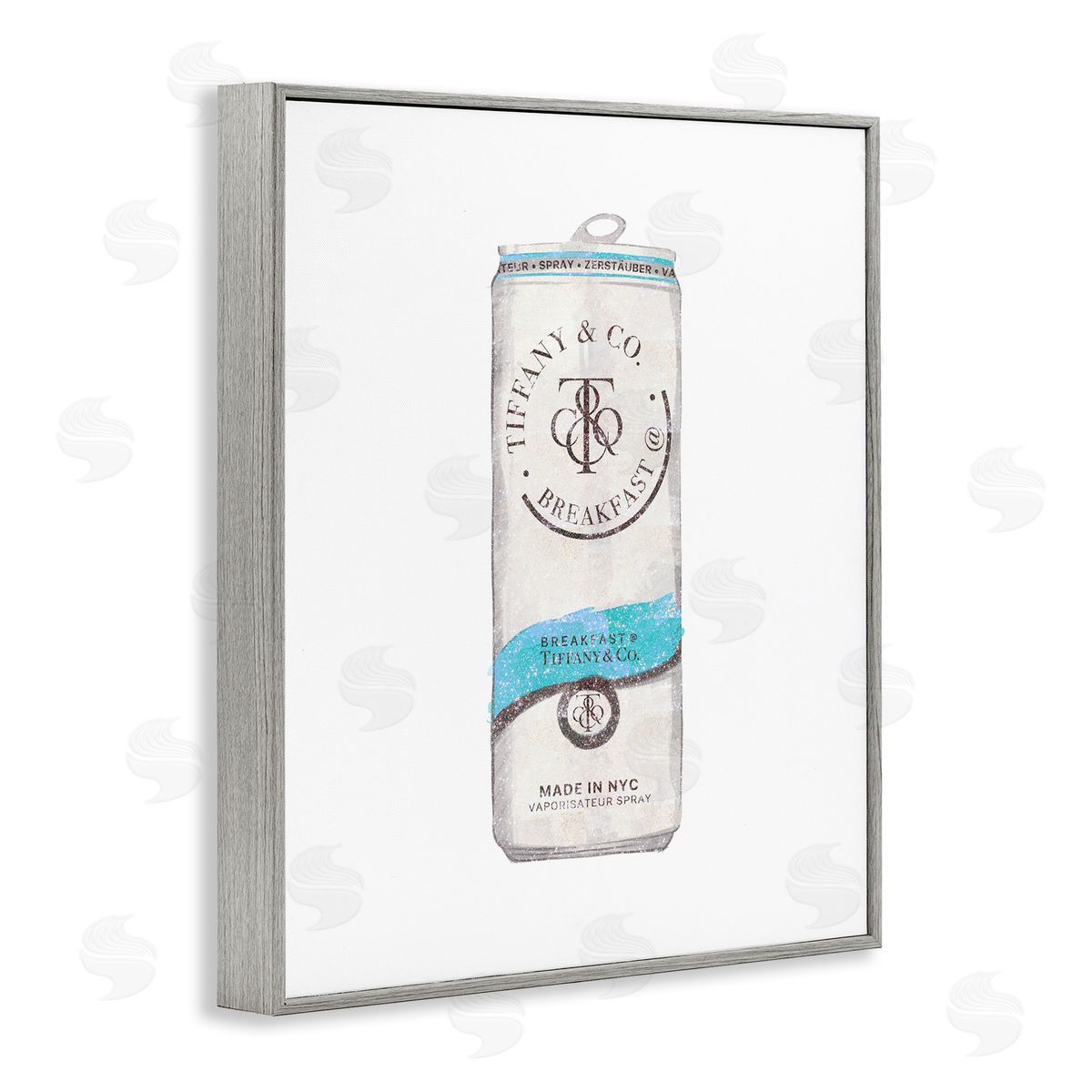Ziwei Li Blueer Fashion Emblem Beverage Can Illustration Gray Framed Giclee Wall Art Print