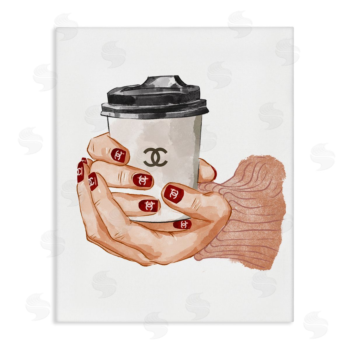 Ziwei Li Designer Logo Red Nail Polish Coffee Cup  Stretched Canvas Wall Art Print