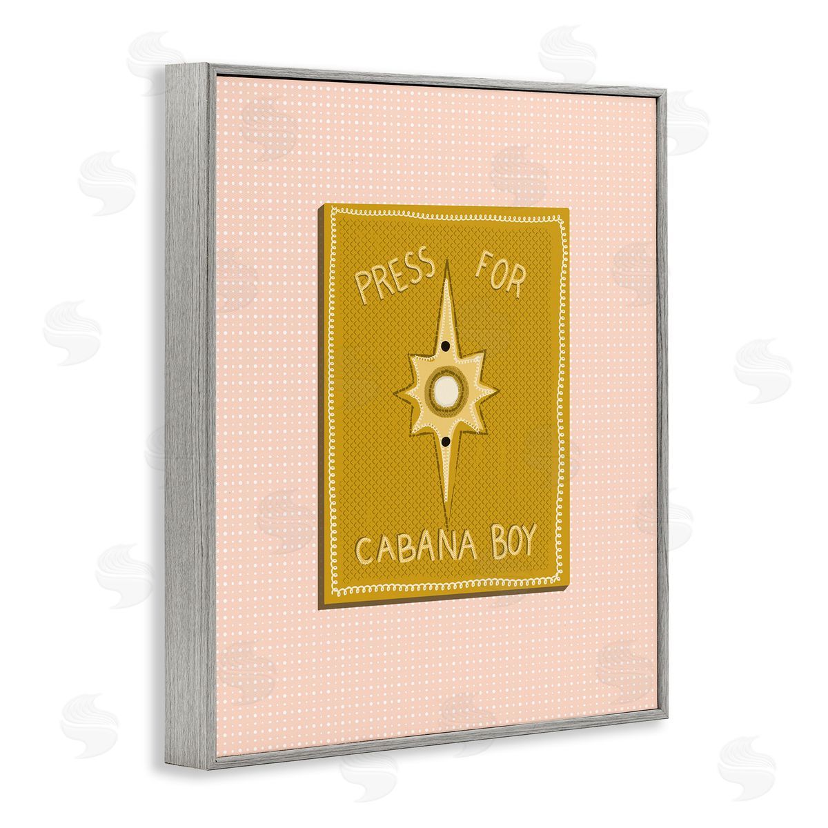Jen Bucheli Press For Cabana Boy Witty Pink Text Button  Gray Framed Giclee Wall Art Print