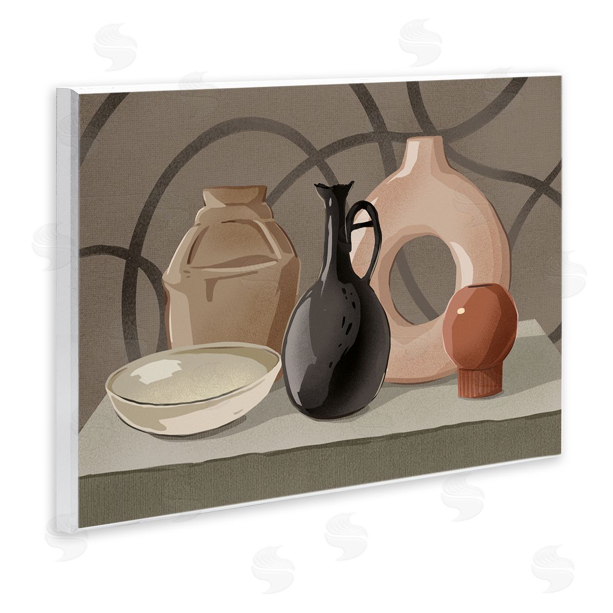 Ziwei Li Sleek Pottery Vase Still Life Spiral Pattern  Wall Plaque Art Print